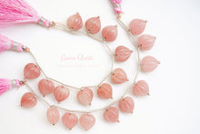 画像をギャラリービューアに読み込む, (2/10粒)木の実 カービング グァバクォーツ 貫通穴 ハートシェイプ