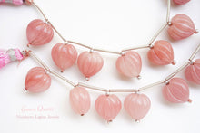 画像をギャラリービューアに読み込む, (2/10粒)木の実 カービング グァバクォーツ 貫通穴 ハートシェイプ