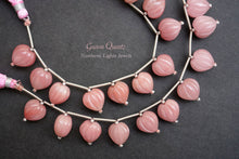 画像をギャラリービューアに読み込む, (2/10粒)木の実 カービング グァバクォーツ 貫通穴 ハートシェイプ