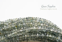 画像をギャラリービューアに読み込む, (半連/1連)宝石質 非加熱 オーストラリア産 グリーンサファイア 45cm ロンデル / ボタン