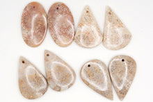 Load image into Gallery viewer, （#51-55）フォシルコーラル　穴あき　ペアルース　カボション
