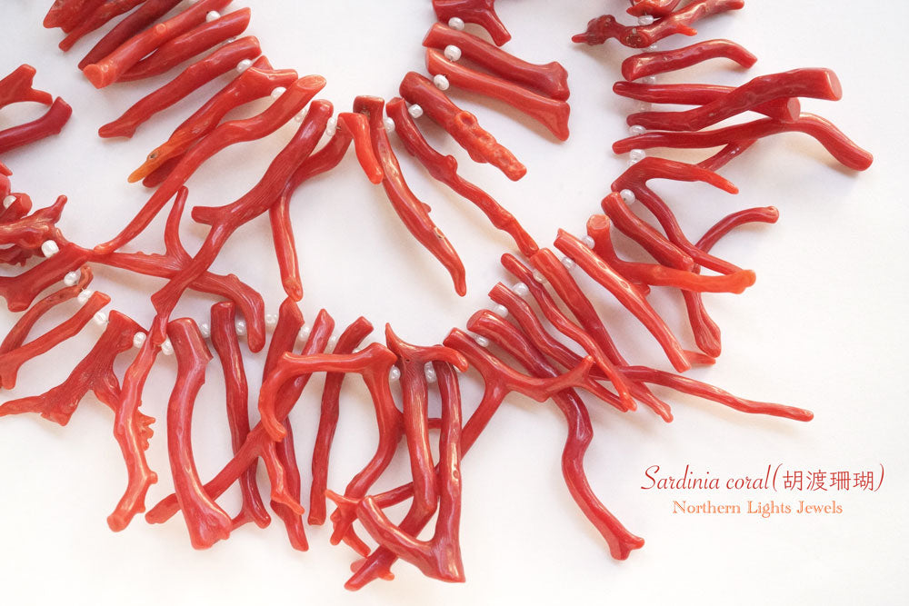 (Half Strand/1 Strand 68cm) High Quality Natural Color Sardinian Hutata Coral Cylindrical + Round Beads