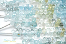 Load image into Gallery viewer, (6 beads per row) [Light color] Gem quality large aquamarine pear shape cut beads
