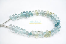 Load image into Gallery viewer, (6 beads per row) [Light color] Gem quality large aquamarine pear shape cut beads
