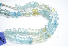 Load image into Gallery viewer, (6 beads per row) [Light color] Gem quality large aquamarine pear shape cut beads
