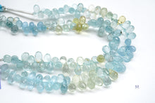 Load image into Gallery viewer, (6 beads per row) [Light color] Gem quality large aquamarine pear shape cut beads
