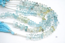 Load image into Gallery viewer, (6 beads per row) [Light color] Gem quality large aquamarine pear shape cut beads
