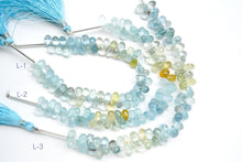 Load image into Gallery viewer, (6 beads per row) [Light color] Gem quality large aquamarine pear shape cut beads
