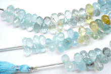 Load image into Gallery viewer, (6 beads per row) [Light color] Gem quality large aquamarine pear shape cut beads
