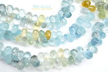 Load image into Gallery viewer, (6 beads per row) [Light color] Gem quality large aquamarine pear shape cut beads
