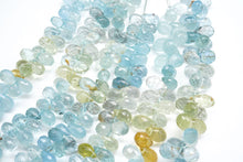 Load image into Gallery viewer, (6 beads per row) [Light color] Gem quality large aquamarine pear shape cut beads
