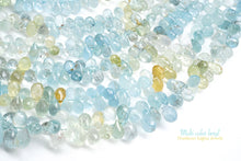 Load image into Gallery viewer, (6 beads per row) [Light color] Gem quality large aquamarine pear shape cut beads
