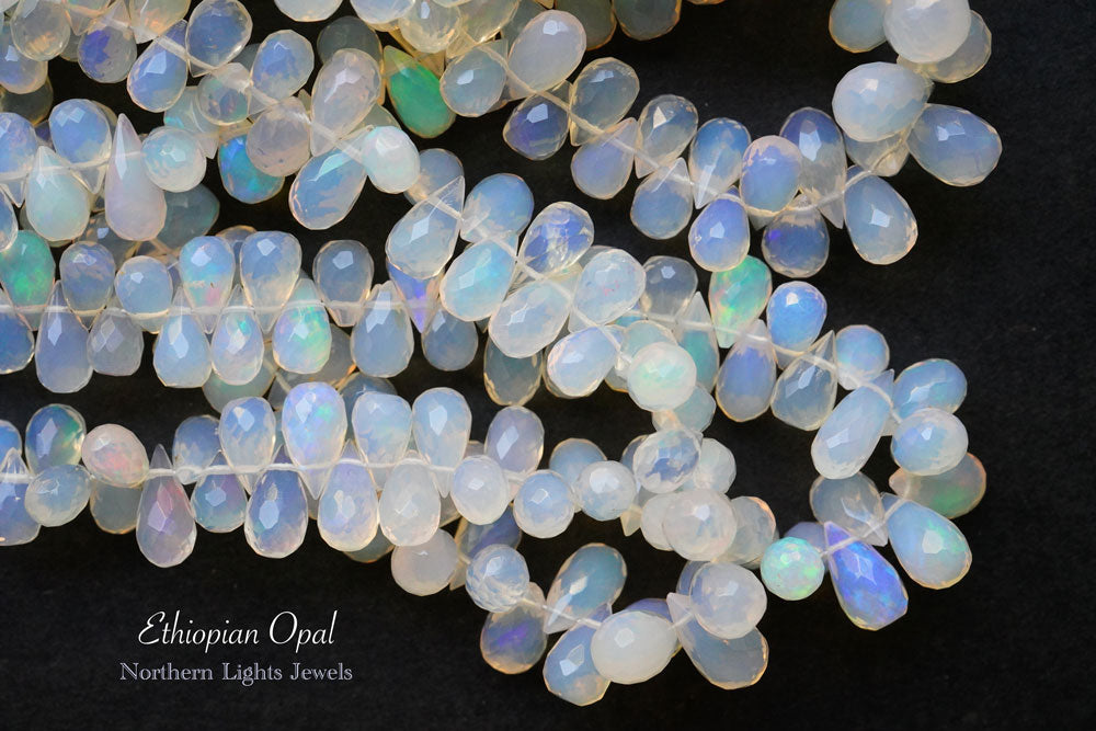 (2 colors, half strand/1 strand) High Quality Ethiopian Precious Opal Side Hole Teardrop