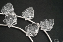 画像をギャラリービューアに読み込む, （2/10pc）宝石質　クリスタル　フラワーカービング　葉っぱ
