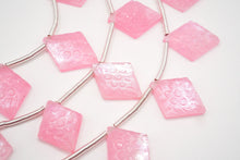 画像をギャラリービューアに読み込む, （2pc/1連）ピンククォーツァイト　MOP　シェル　フラワーカービング

