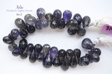 Load image into Gallery viewer, (30 grains per row) Fine Kyanite Smooth Drop Beads 7-10mm
