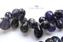 Load image into Gallery viewer, (30 grains per row) Fine Kyanite Smooth Drop Beads 7-10mm
