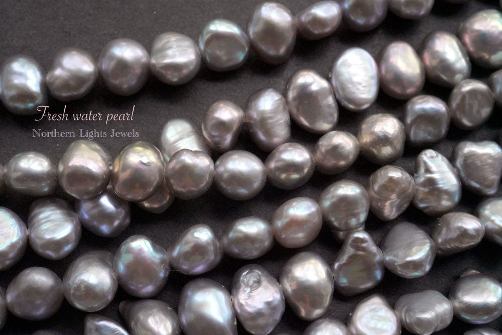 (1 row 41cm) Freshwater pearl center hole poppy baroque gray @ 32 yen