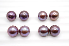 画像をギャラリービューアに読み込む, 有核　淡水パール　天然色　パープル　玉虫色　ペアルース　無穴　セミラウンド

