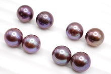 画像をギャラリービューアに読み込む, 有核　淡水パール　天然色　パープル　玉虫色　ペアルース　無穴　セミラウンド
