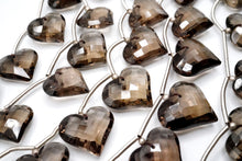 画像をギャラリービューアに読み込む, スモーキークォーツ　ハートシェイプ　チェッカーカット　フェイス穴
