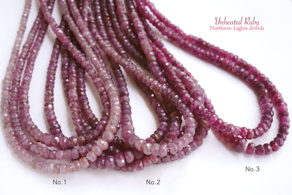 (S/M, Half Strand/Single Strand) Natural Unheated Ruby Faceted Button/Rondel Cut