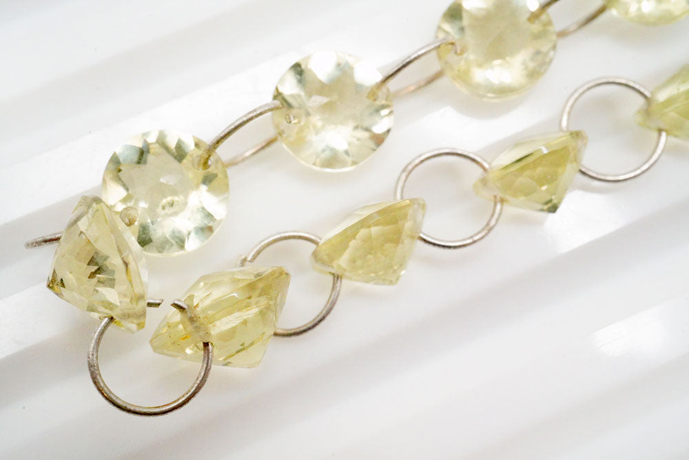 【金運】キラキラ☆シトリン パイナップルクォーツ スピリットクォーツA1594 シトリン 18.0ct チェスカット クォーツ&ペリドット ホワイトゴールド