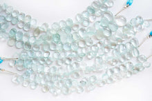 Load image into Gallery viewer, (6/7 beads per row) [Dark color] Gem quality large aquamarine pear shape cut beads
