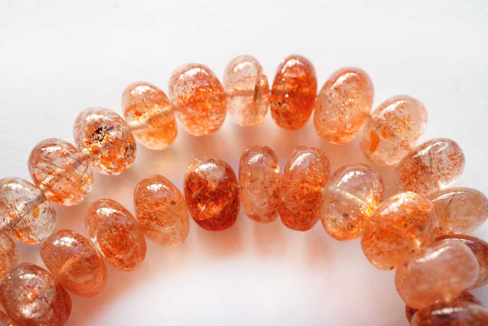 (Half Strand/1 Strand) High Quality Tanzanian Sunstone Large Button Cut 