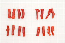 画像をギャラリービューアに読み込む, （4本セット）高知沖産　赤枝珊瑚　ペアルース　上部片穴　コーラル　珊瑚
