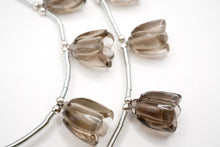 画像をギャラリービューアに読み込む, （2pc/1連）スモーキークォーツ　すずらん　フラワー　カービング
