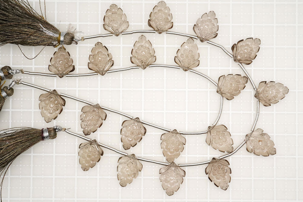 スモーキークォーツ 花 コレクション カービング1点 彫刻天然石 T040