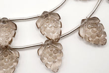 画像をギャラリービューアに読み込む, （2pc/1連）スモーキークォーツ　フラワー　カービング
