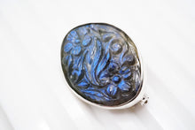 画像をギャラリービューアに読み込む, 8/20（#39-41）宝石質　プレナイト　ラブラドライト　銀製　ブローチ　銀製フレーム
