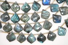 Load image into Gallery viewer, （2/10pc）ラブラドライト 　《ブルー系》　ファセット　リーフシェイプ　ストライプ

