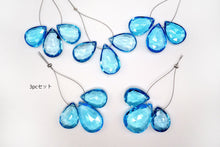 画像をギャラリービューアに読み込む, （ペア/3pcセット）スイスブルー　トパーズ　ファセット　ペアシェイプ
