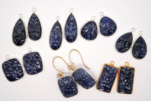 Load image into Gallery viewer, （#42-48）	非加熱　サファイア　銀枠ペア　チャーム　シルバー925
