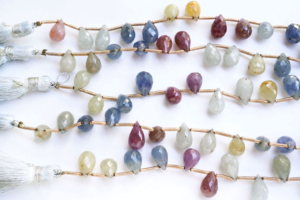 (1 Strand) Tanzania Umba Multicolor Sapphire Plain Pear Shape