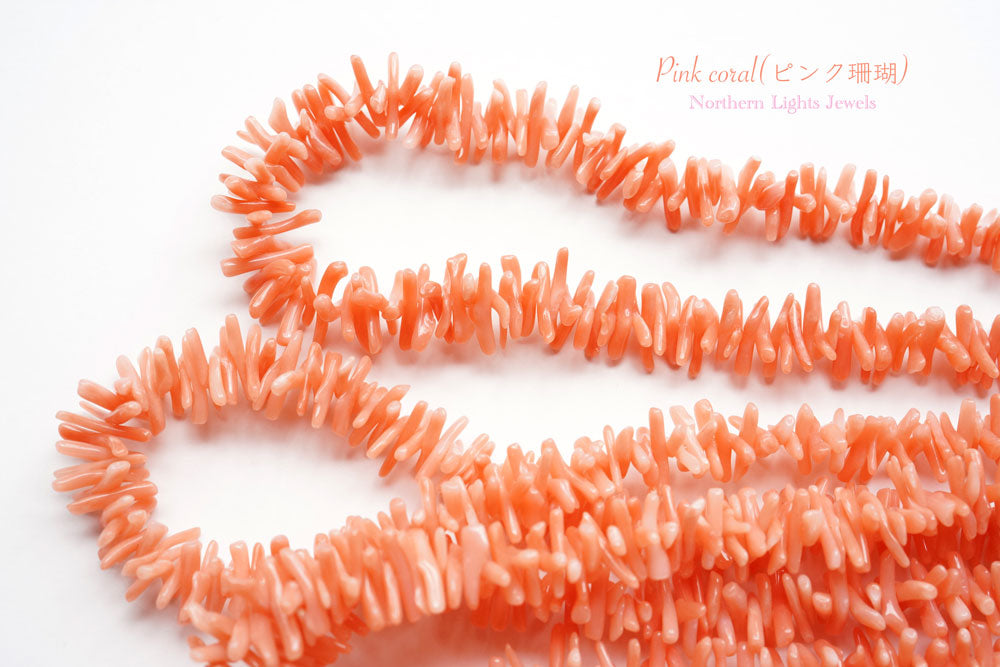 (1 strand 39cm) Natural Pink Coral Yatara Beads [Thin] 4-8.5×1.5-2mm Coral