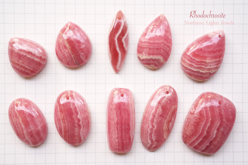 (Grain Selling) High Quality Rhodochrosite/Inca Rose Cabochon Perforated Top