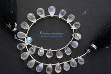 Load image into Gallery viewer, (A/B/C) Gem Quality Rainbow Moonstone Faceted Drop Labradorite
