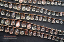 Load image into Gallery viewer, (25 per row) Oregon Sunstone Faceted Drop Beads
