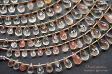 Load image into Gallery viewer, (25 per row) Oregon Sunstone Faceted Drop Beads
