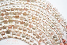 Load image into Gallery viewer, (25 per row) Oregon Sunstone Faceted Drop Beads
