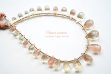 Load image into Gallery viewer, (25 per row) Oregon Sunstone Faceted Drop Beads
