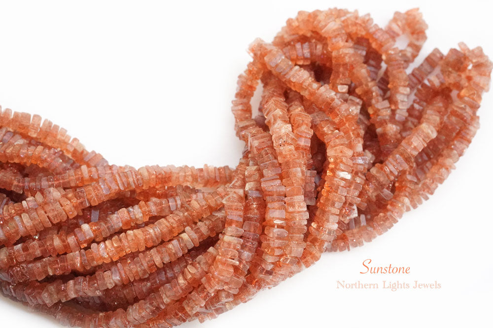 (1 Strand 36cmS/M) Sunstone Heishi Beads Square Rondelle