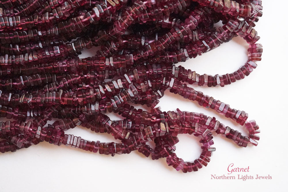 (200 grains per row) Garnet Hacy Beads Square Rondelle