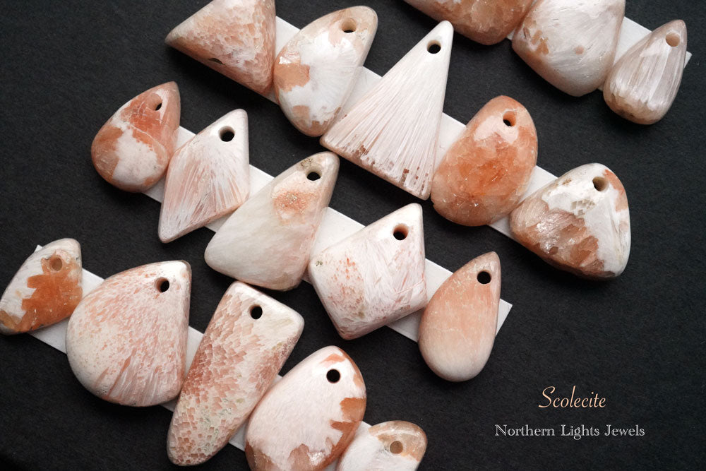 (No.1-12) Large Scolesite Cabochon Beads Fancy Shape Mix