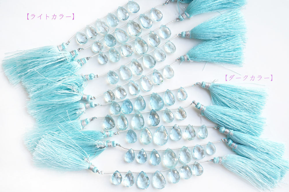 (6 beads per row) [Light color] Gem quality large aquamarine pear shape cut beads