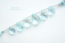 Load image into Gallery viewer, (6 beads per row) [Light color] Gem quality large aquamarine pear shape cut beads
